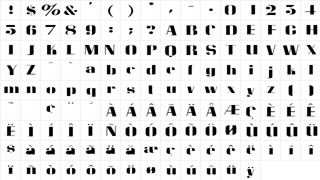 MaltaSSK Regular  glyph index