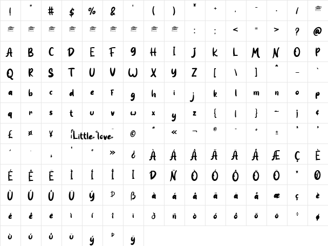 Little love - Personal Use Regular  glyph index