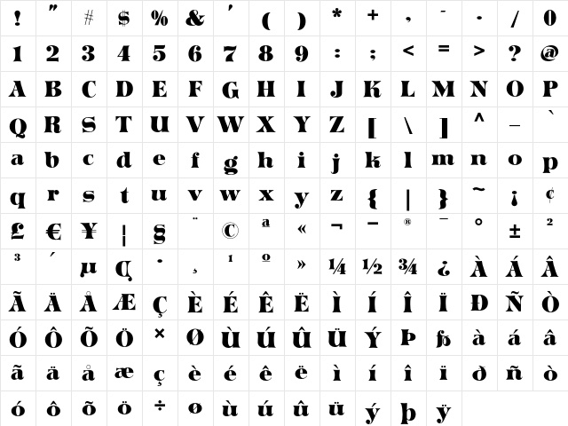 Idle Fancy NF Regular  glyph index