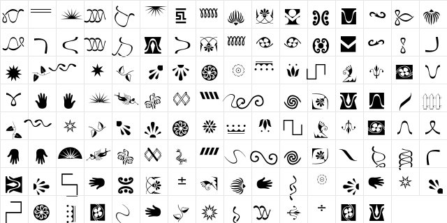 AlbumDrei Regular  glyph index