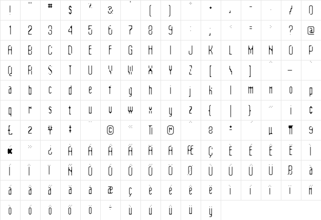 Matica Subnormal  glyph index
