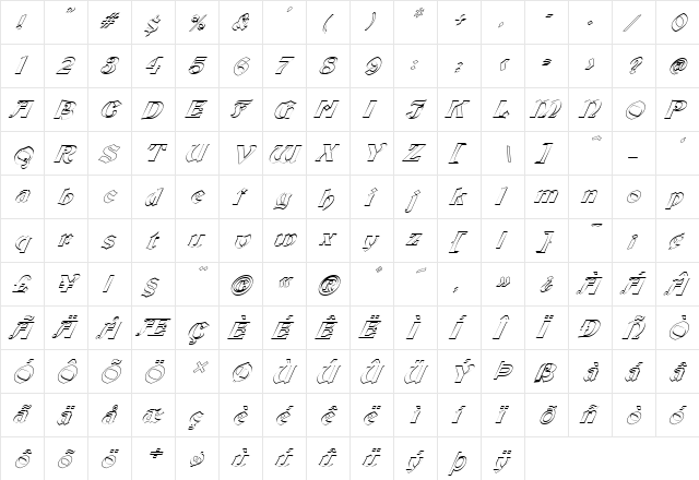 FZ JAZZY 19 HOLLOW ITALIC Normal  glyph index