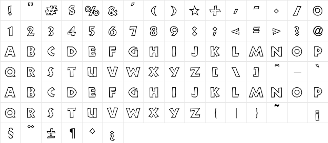 New Land Outline Normal  glyph index