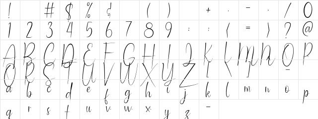 Ballroom Demo Regular  glyph index