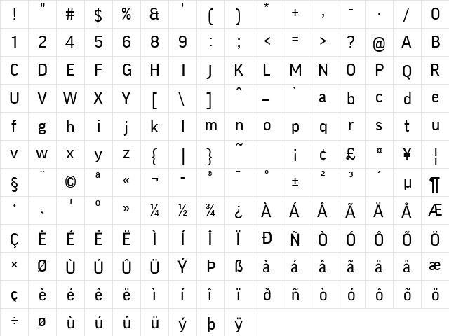 GoodLF-Book Regular  glyph index