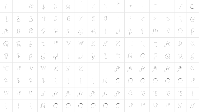 Amulman Light Regular  glyph index