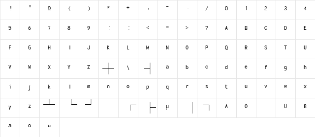 Rover 3 Plain  glyph index