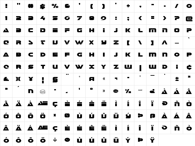 Galant Condensed Condensed  glyph index