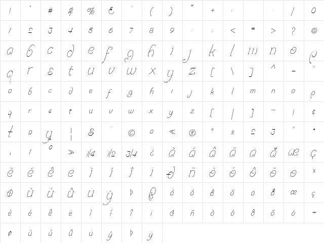 Follower Regular  glyph index