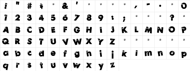 Jumpstreet Regular  glyph index