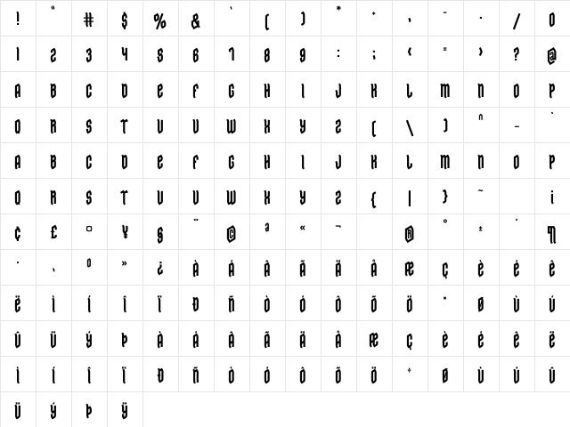 Edge Regular  glyph index