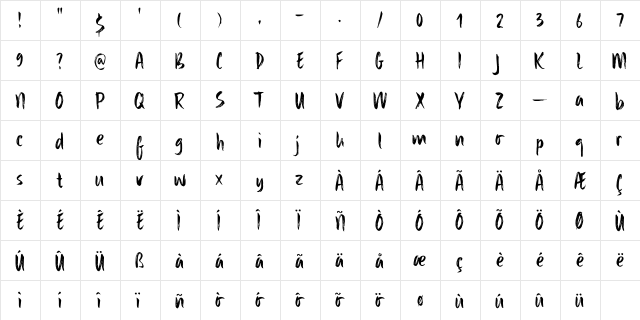 Sibylle DEMO Regular  glyph index