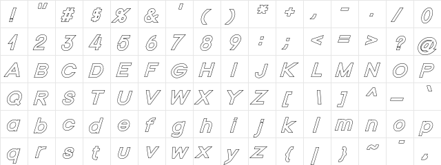 Nordica Plus NordicaClassicRgExtOblOl  glyph index