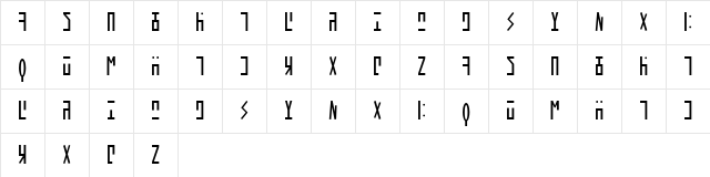 Ancient Hand Regular  glyph index