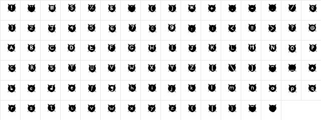 cats MEOW Regular  glyph index