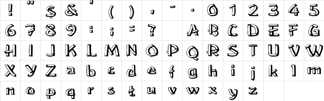 TreehouseExtended Regular  glyph index