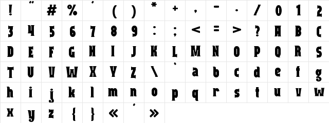 Capitalist Regular  glyph index