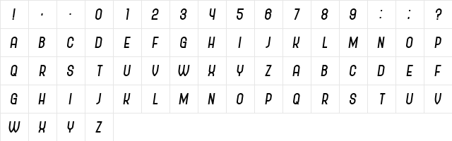 Policemen Black Italic  glyph index