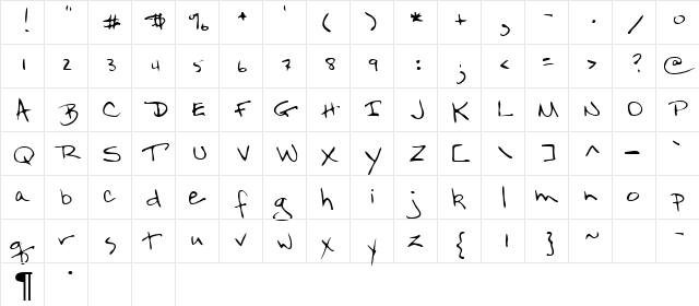 Oconnor Regular  glyph index