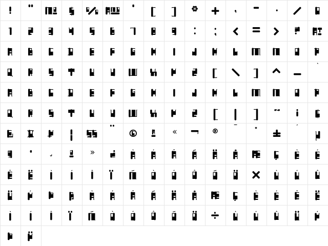 Cactus Patch  glyph index