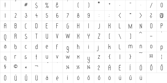 Redhead Goddess Regular  glyph index