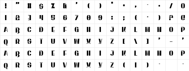 Energetic Star Regular  glyph index