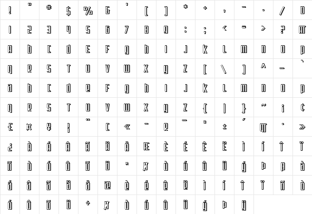 SF Square Root Shaded Regular  glyph index