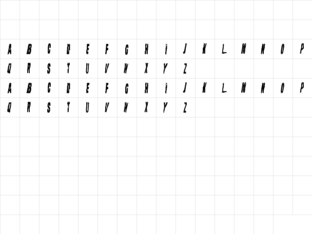 Straight Face Regular  glyph index