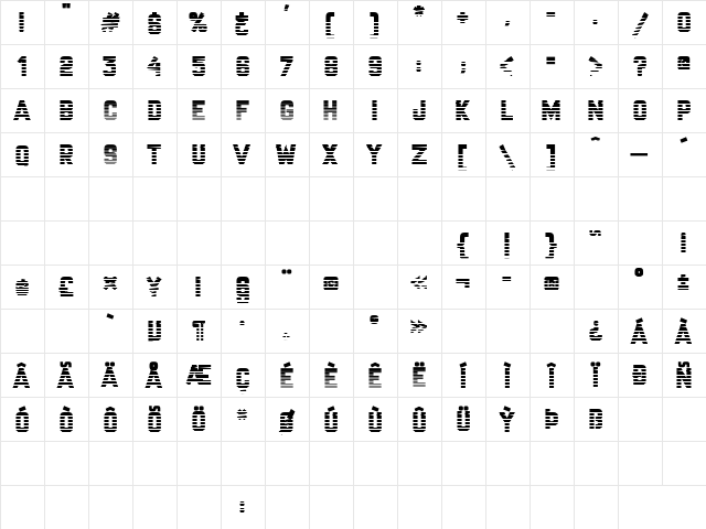 Championship Regular  glyph index