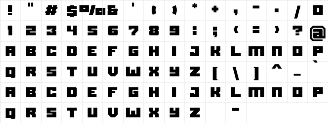 Black bison Regular  glyph index
