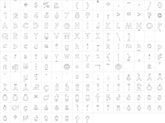 Paige Medium  glyph index