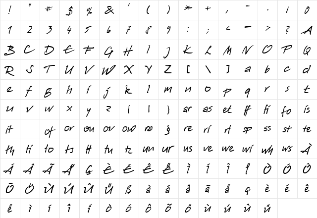 HW Harico DB Normal  glyph index