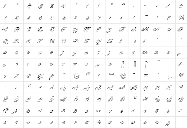 BallantinesOutline-Black Regular  glyph index