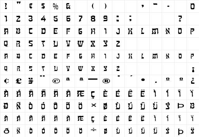 FZ UNIQUE 27 EX Normal  glyph index