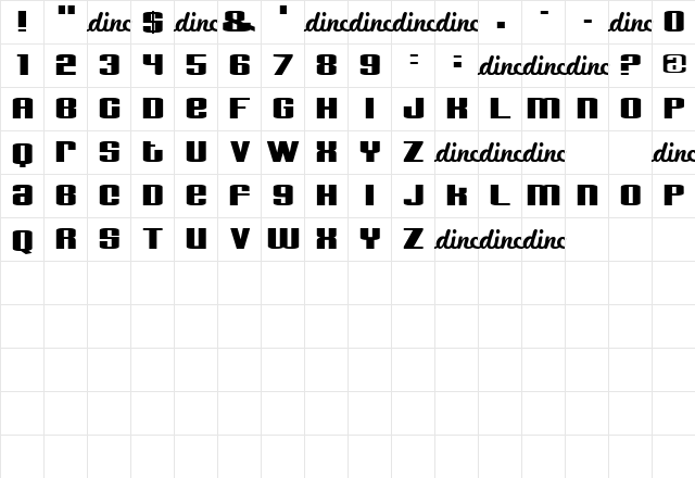 Drive Regular  glyph index