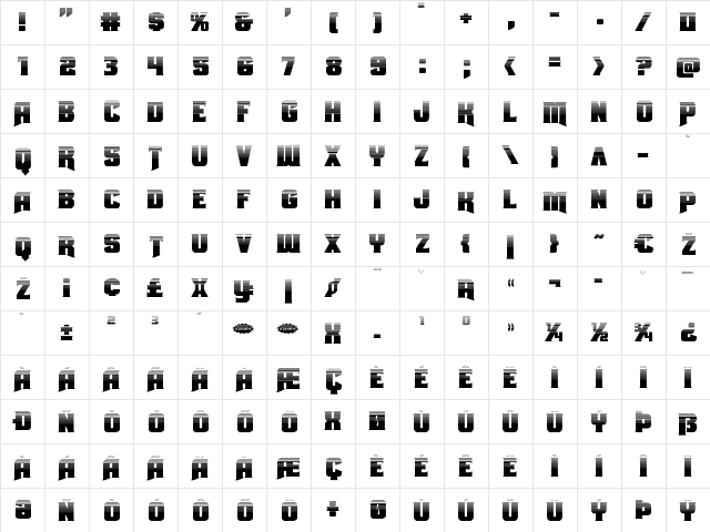 Union Gray Halftone Regular  glyph index