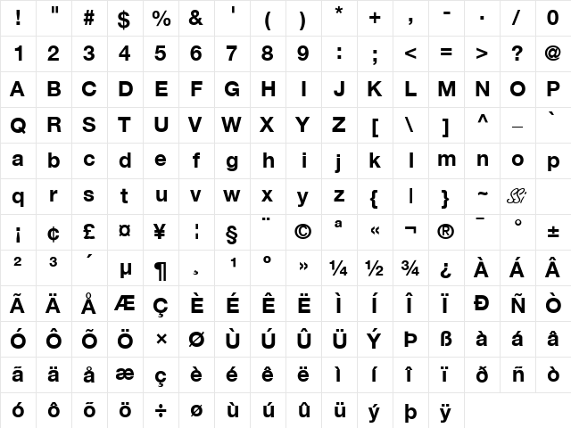 Context Reprise SSi Bold  glyph index