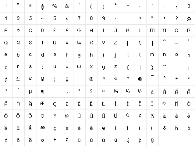 CyborgSister Medium  glyph index