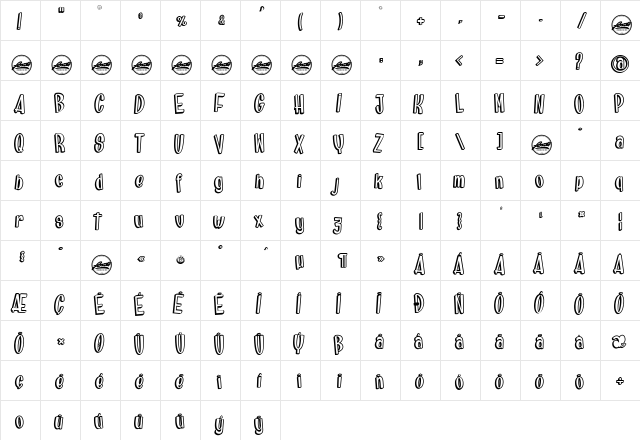 Brainfish Rush_PersonalUseOnly Regular  glyph index