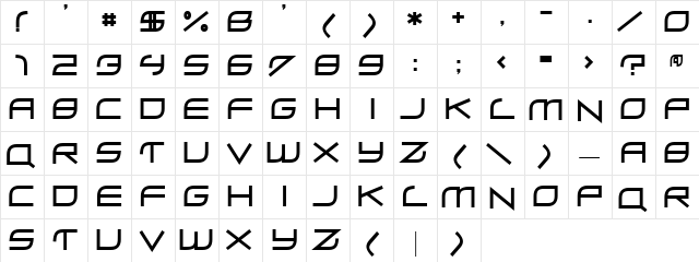 ZeroHour Regular  glyph index