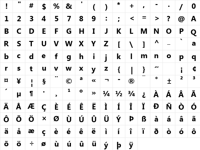 Microsoft Tai Le Bold  glyph index