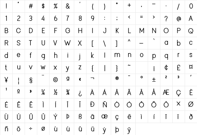 Viminalis Bold  glyph index