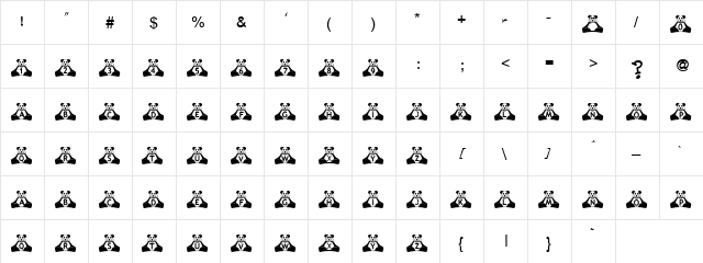 Black Teddy Regular  glyph index