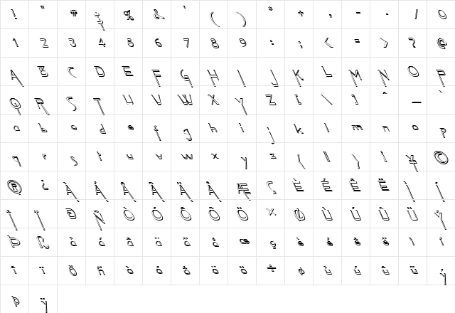 FZ JAZZY 45 3D LEFTY Normal  glyph index