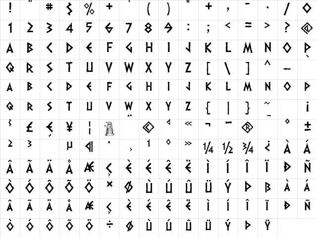 Dalek Regular  glyph index