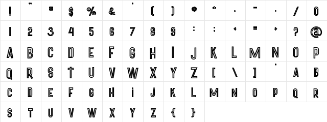 pineapple bold inline Regular  glyph index