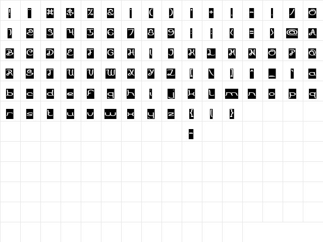 PRIMITIVE HEART-Inverse Regular  glyph index