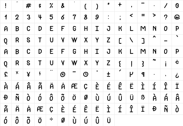 Jackdaws Love St Regular  glyph index