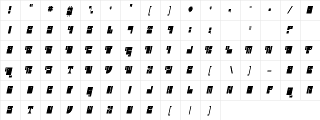 Outright Televism Regular  glyph index