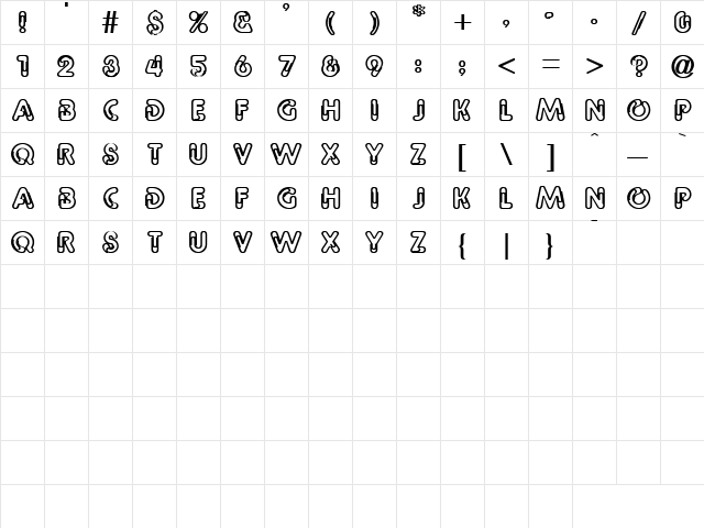 Snow-blind 2 Bold  glyph index
